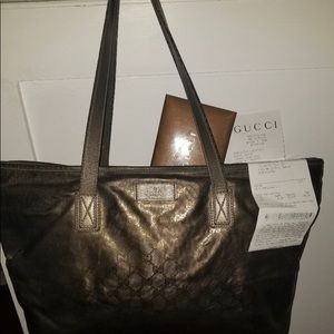 Authentic Pewter Gucci Handbag Purse